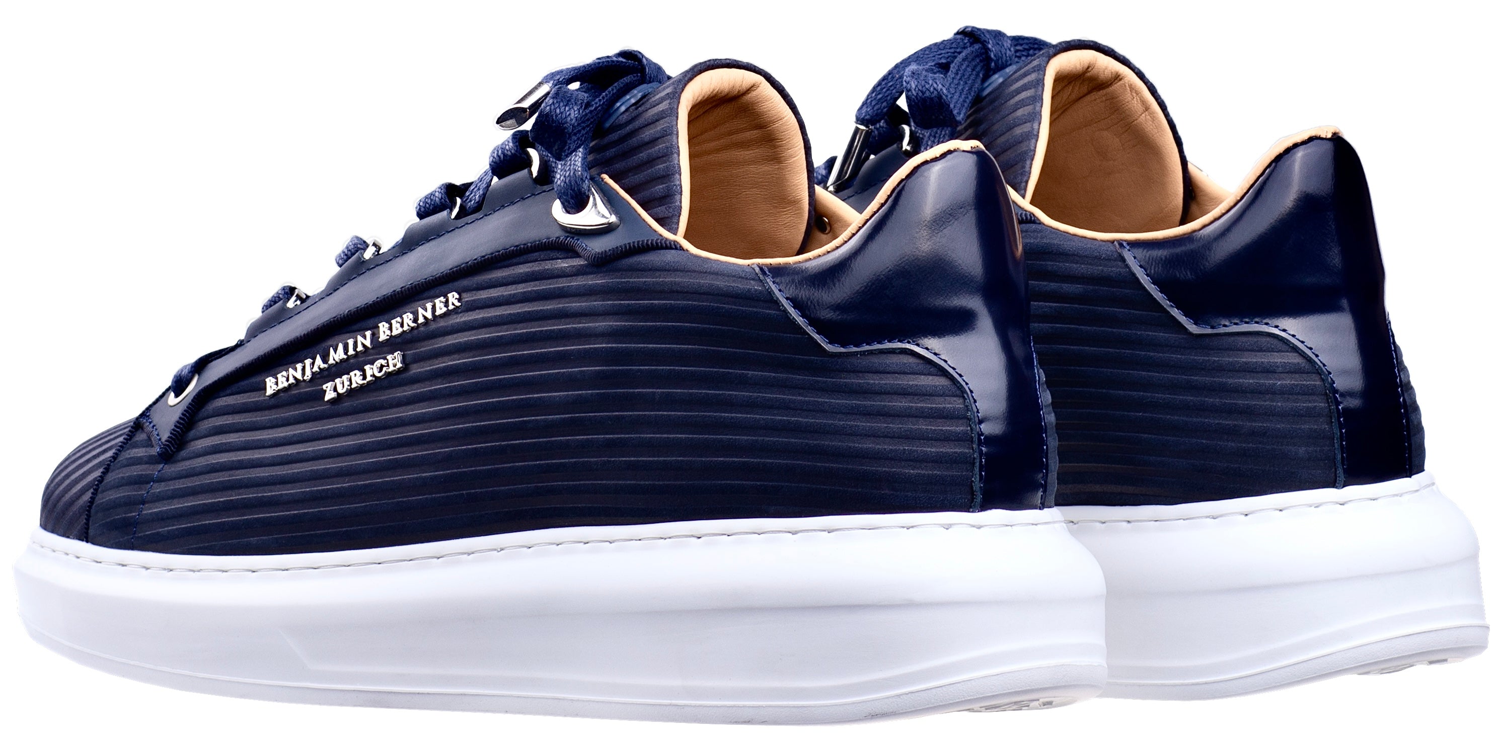 BNJ ACHILLE NAVY 3D STRIPED  NUBUCK