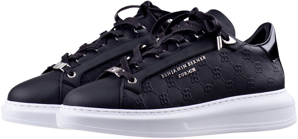 BNJ ACHILLE BLACK MONOGRAM EMBOSSED MATT NAPPA