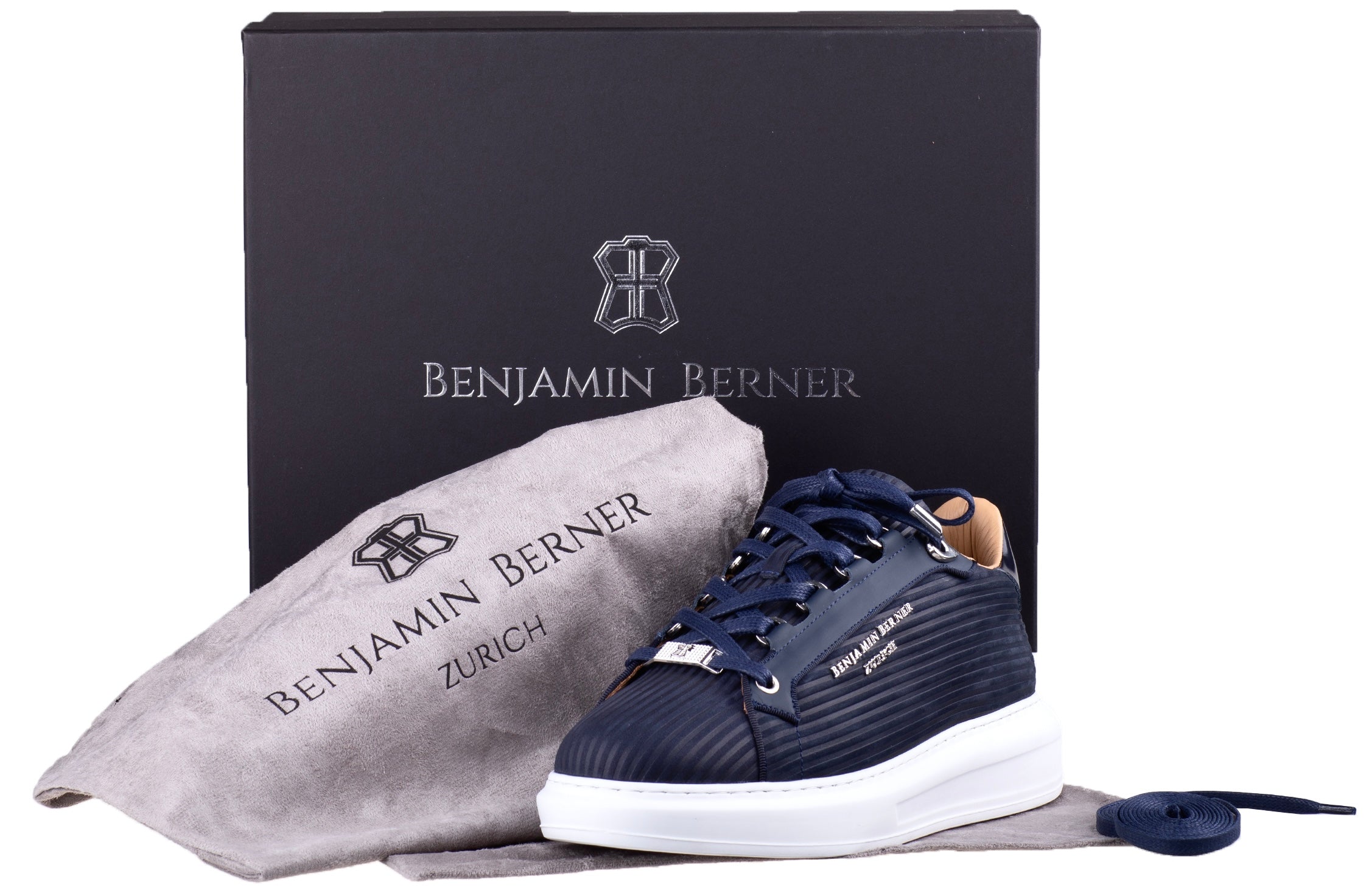 BNJ ACHILLE NAVY 3D STRIPED  NUBUCK