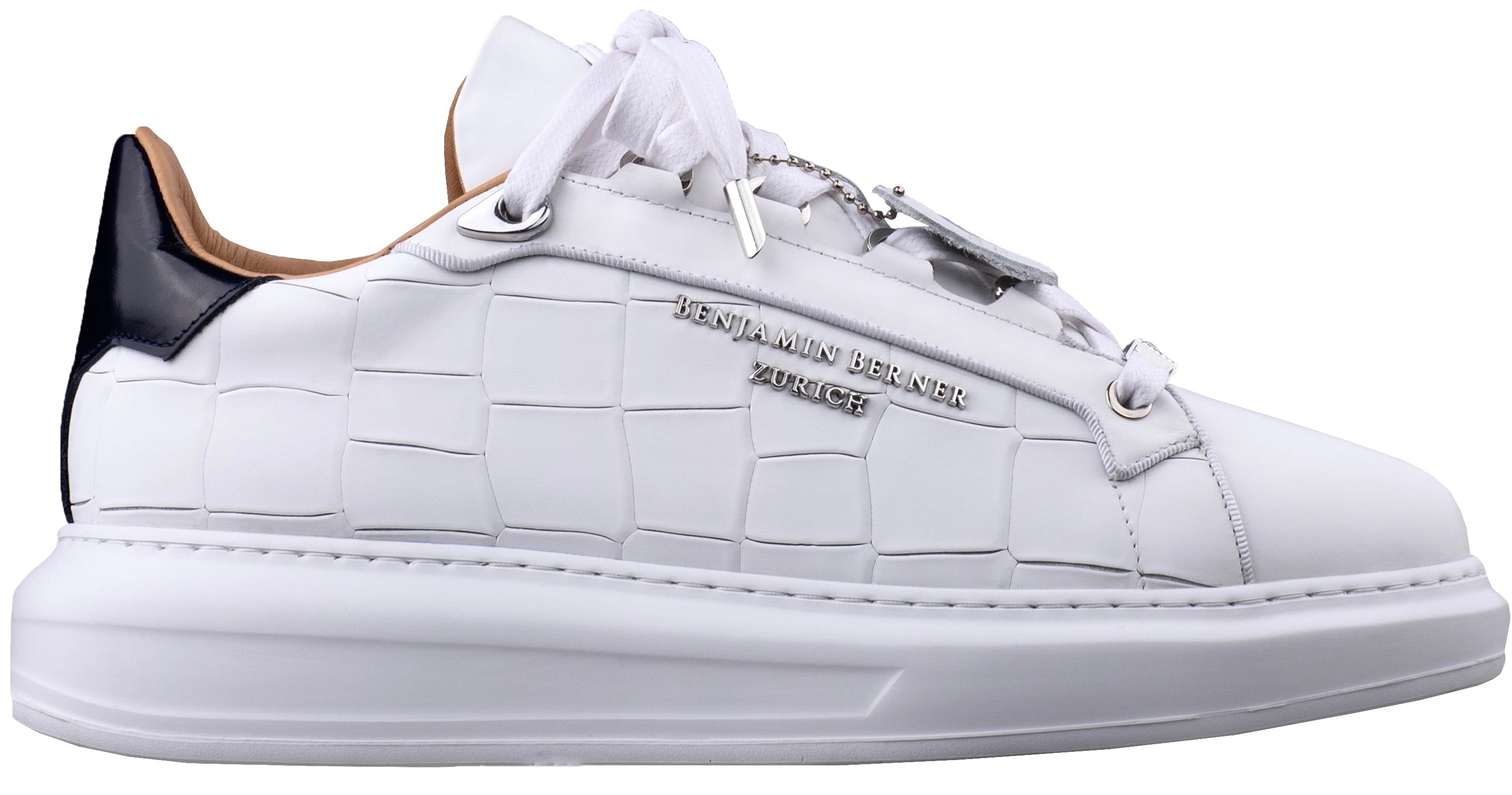 BNJ ACHILLE ALL WHITE MATT CROCODILE