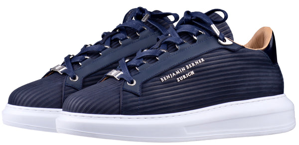 BNJ ACHILLE NAVY 3D STRIPED  NUBUCK