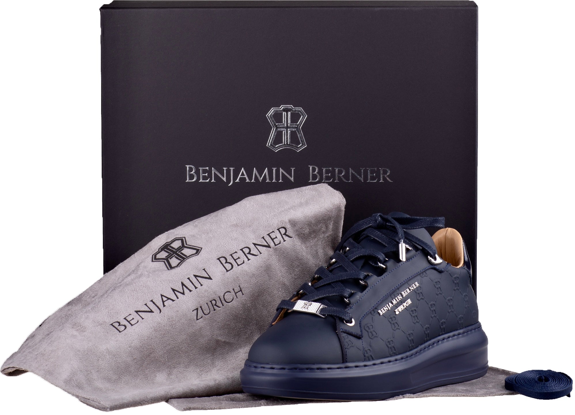 BNJ ACHILLE MIDNIGHT BLUE MONOGRAM EMBOSSED MATT NAPPA