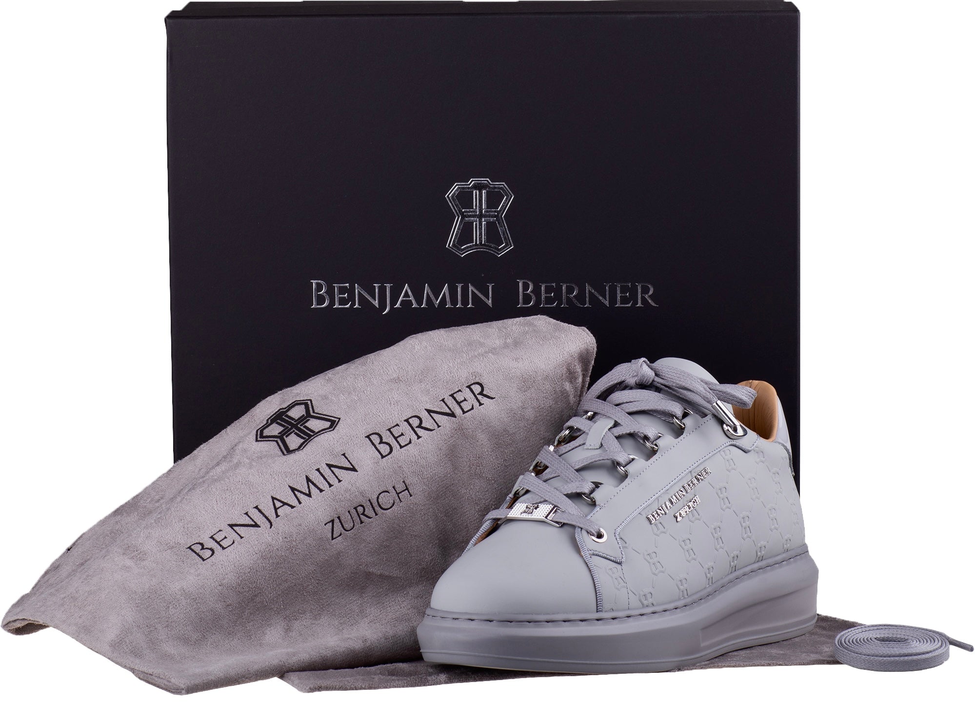 BNJ ACHILLE ICE GREY MONOGRAM EMBOSSED MATT NAPPA