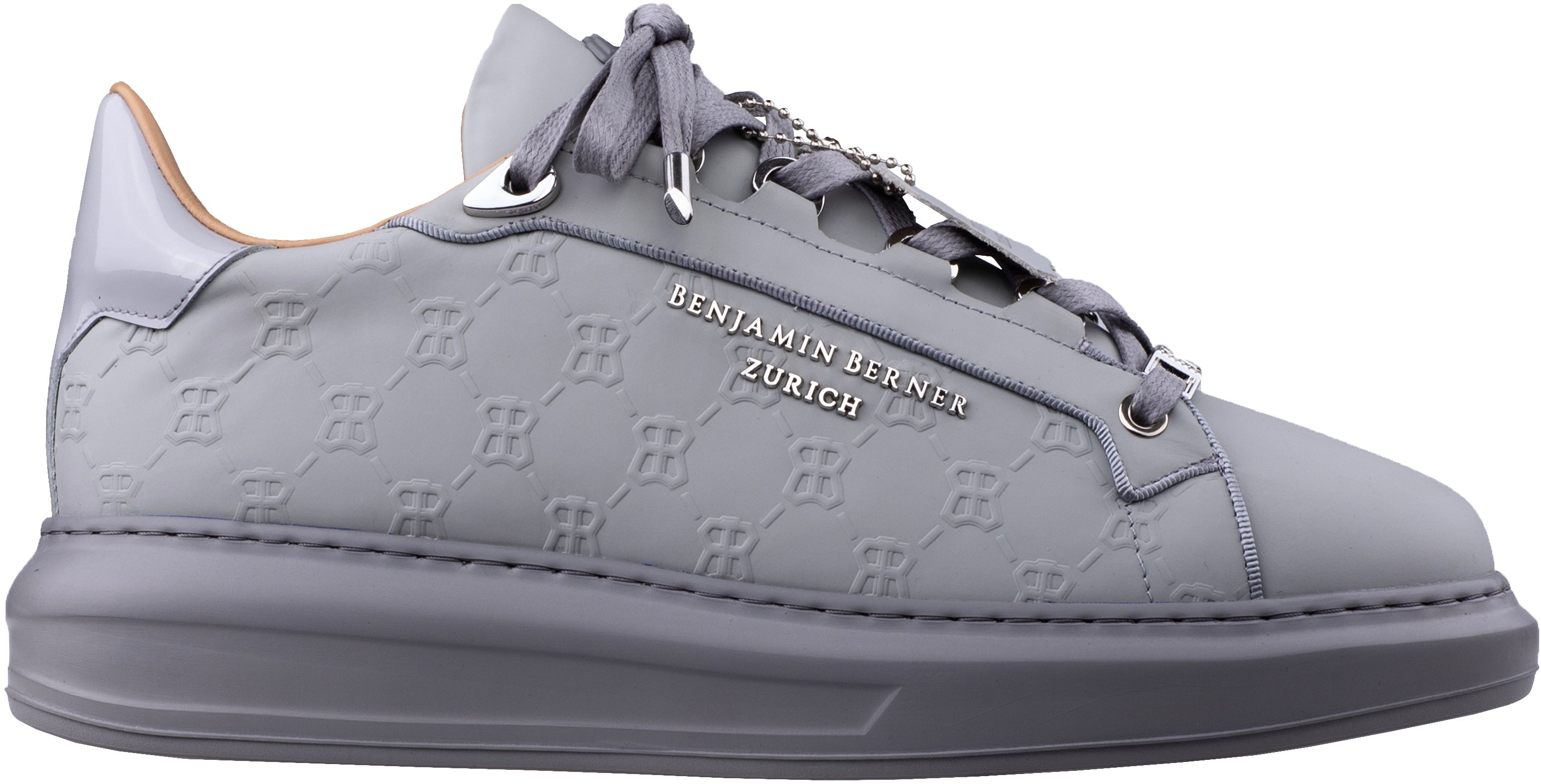 BNJ ACHILLE ICE GREY MONOGRAM EMBOSSED MATT NAPPA