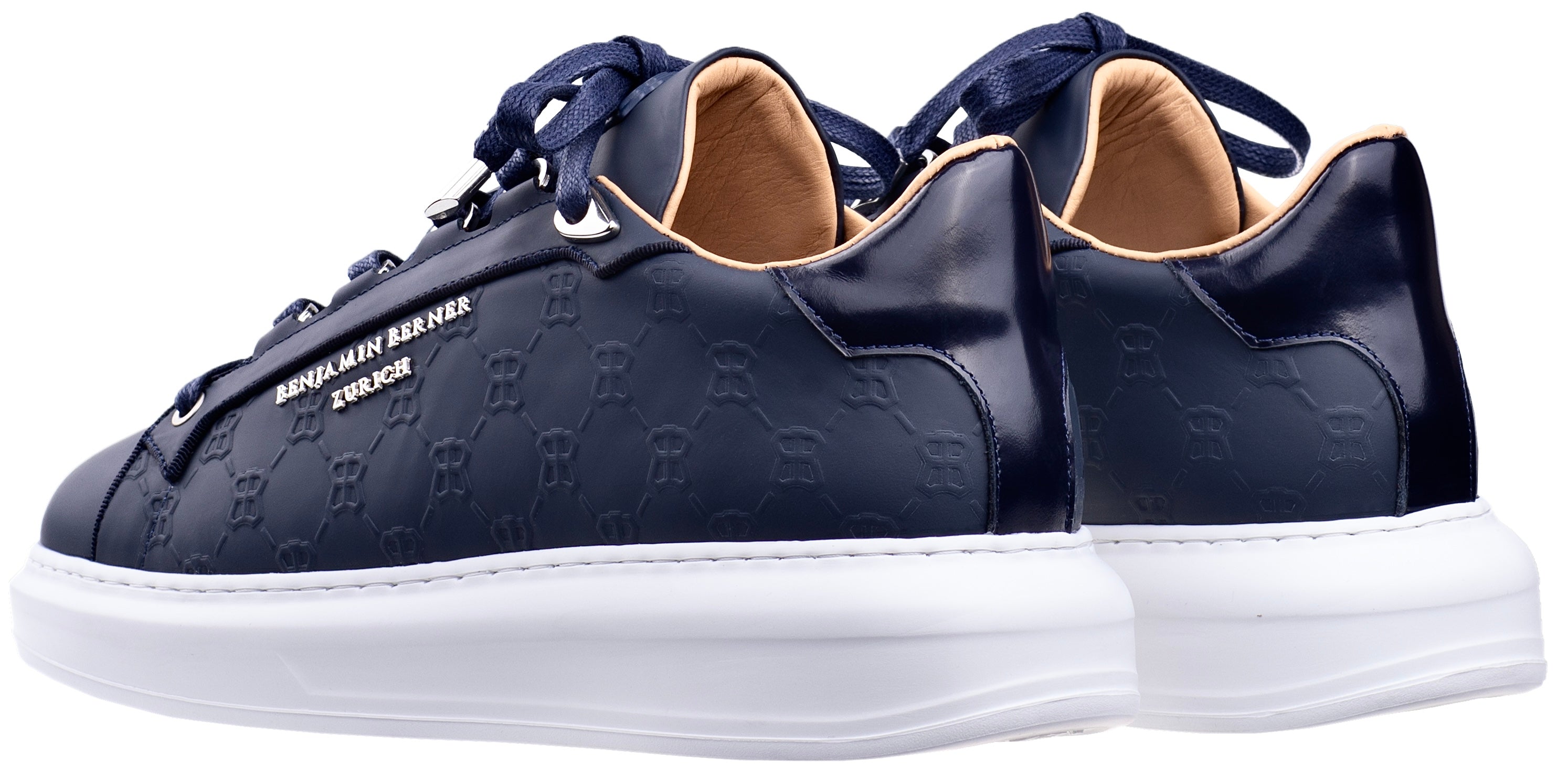 BNJ ACHILLE NAVY BLUE MONOGRAM EMBOSSED MATT NAPPA