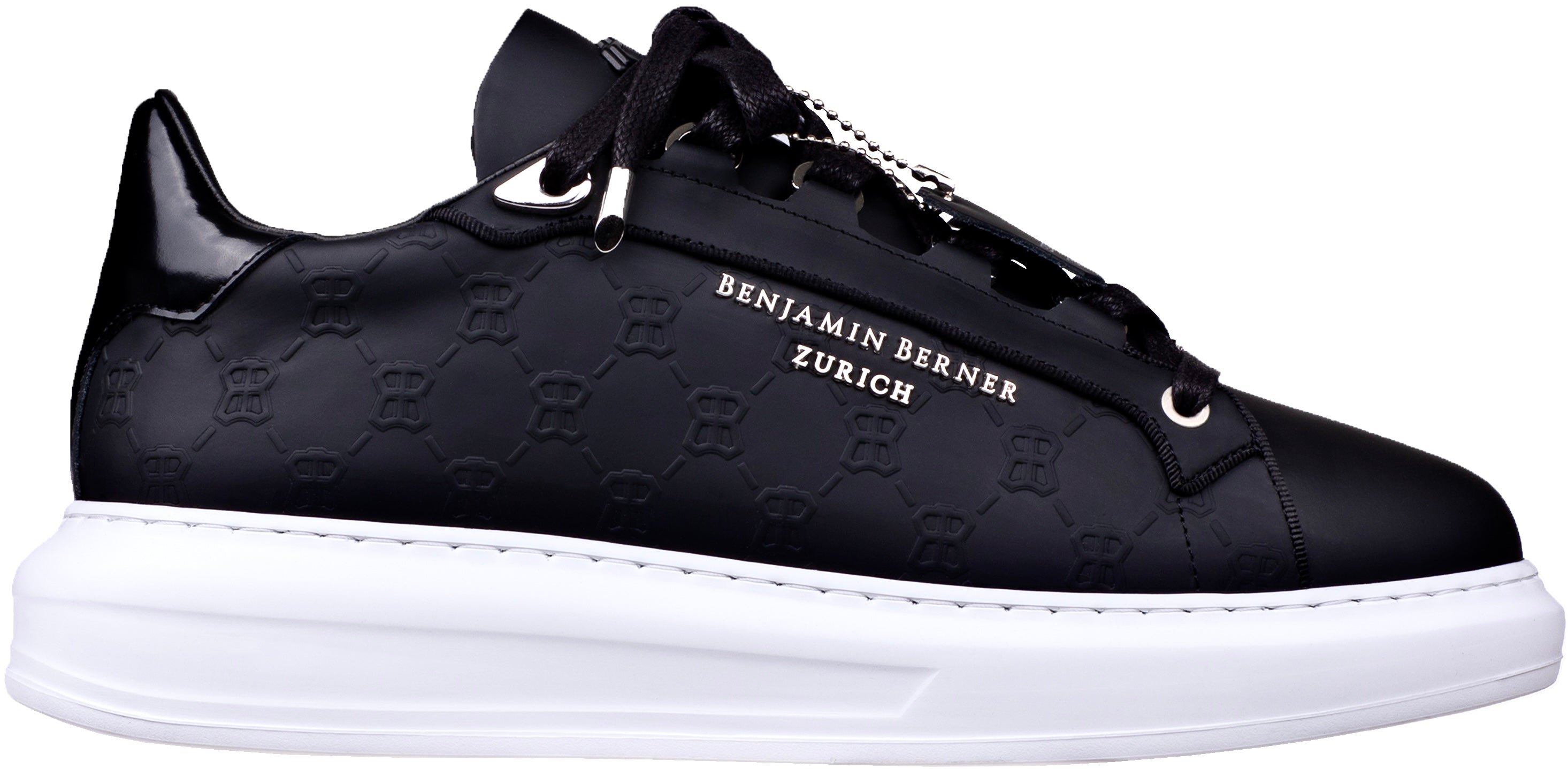 BNJ ACHILLE BLACK MONOGRAM EMBOSSED MATT NAPPA