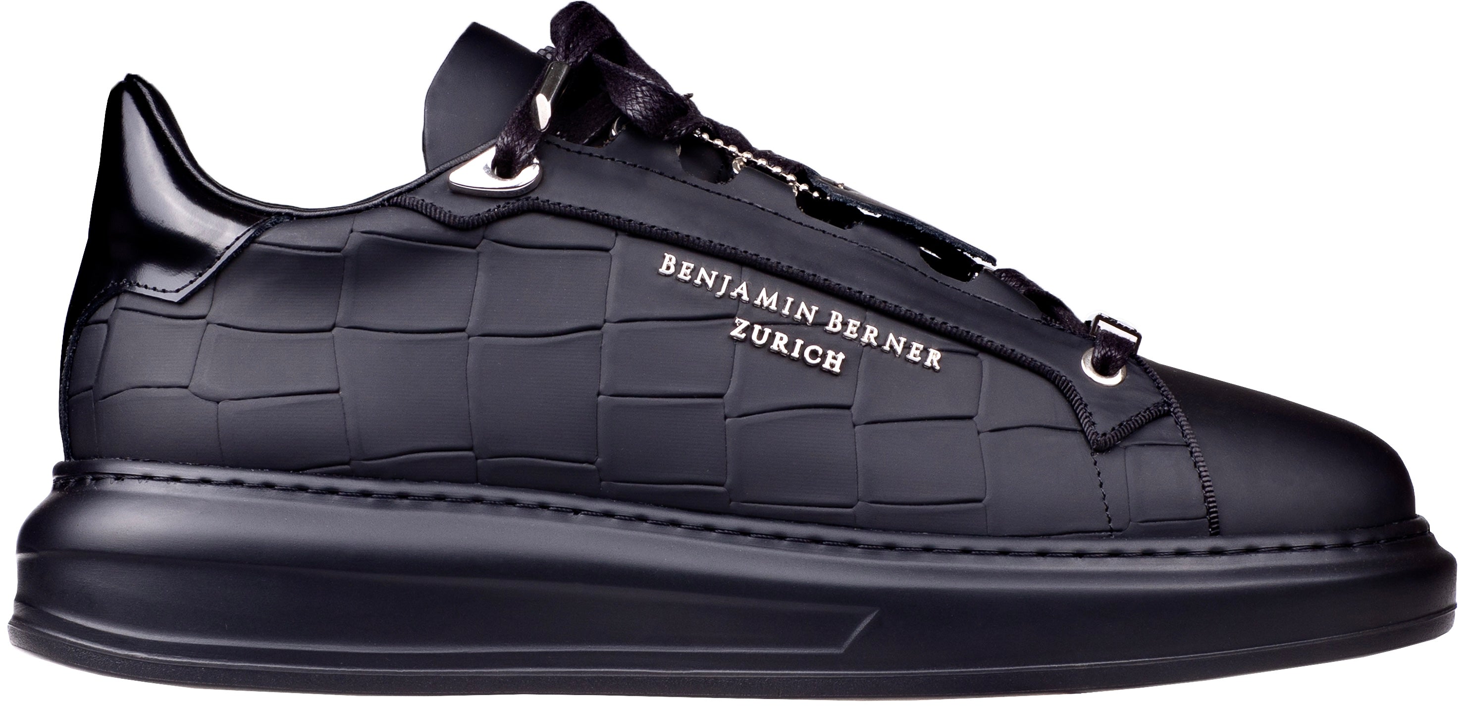 BNJ ACHILLE ALL BLACK MATT CROCODILE