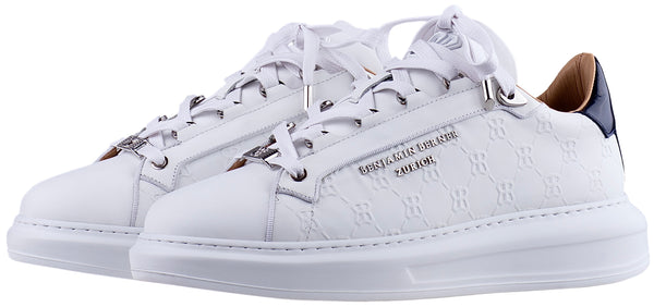 BNJ ACHILLE ALL WHITE MONOGRAM EMBOSSED MATT NAPPA