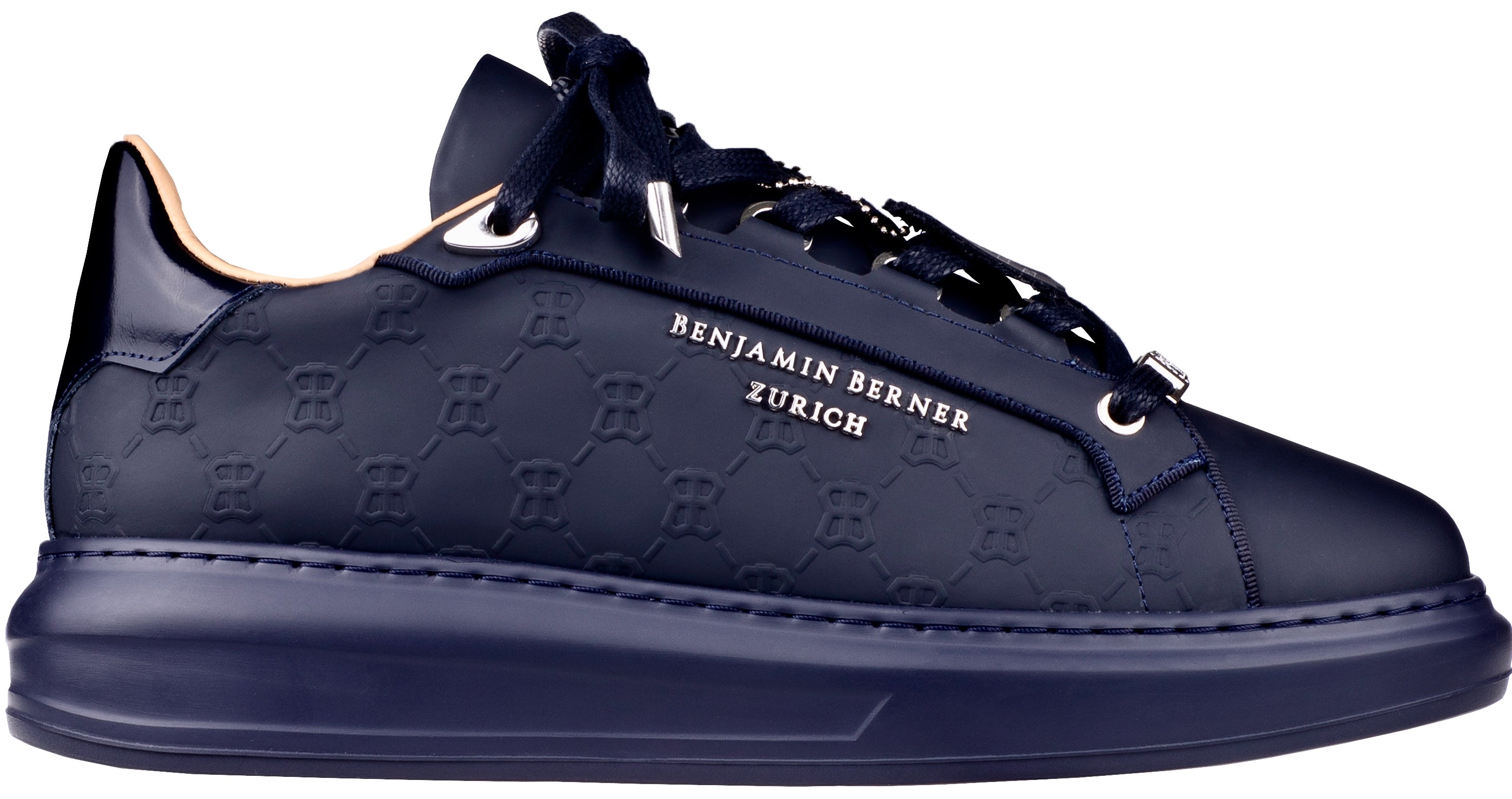 BNJ ACHILLE MIDNIGHT BLUE MONOGRAM EMBOSSED MATT NAPPA